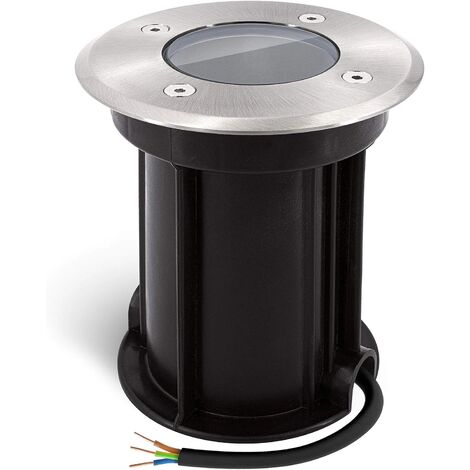 Boru Spot encastrable au sol rond pour GU10 - Aspect brossé - Câble IP67 préinstallé，Ø 110mm  130mm（Ampoule non incluse）