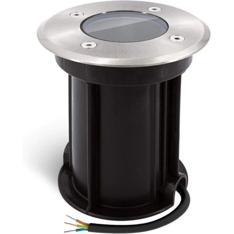 Boru Spot encastrable au sol rond pour GU10 - Aspect brossé - Câble IP67 préinstallé,Ø 110mm 130mm(Ampoule non incluse)
