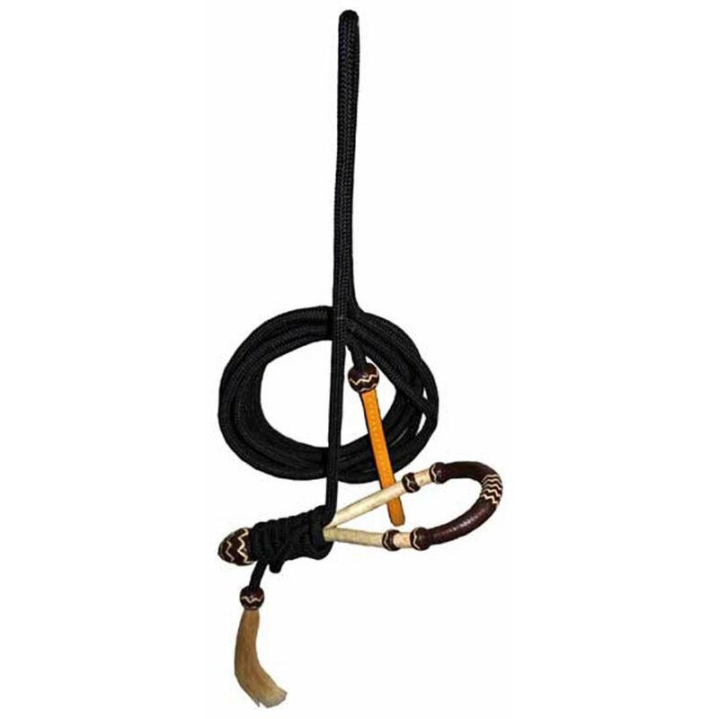 Bosal en cuir et cuir brut complet avec mecate avec pointe en cuir tissé