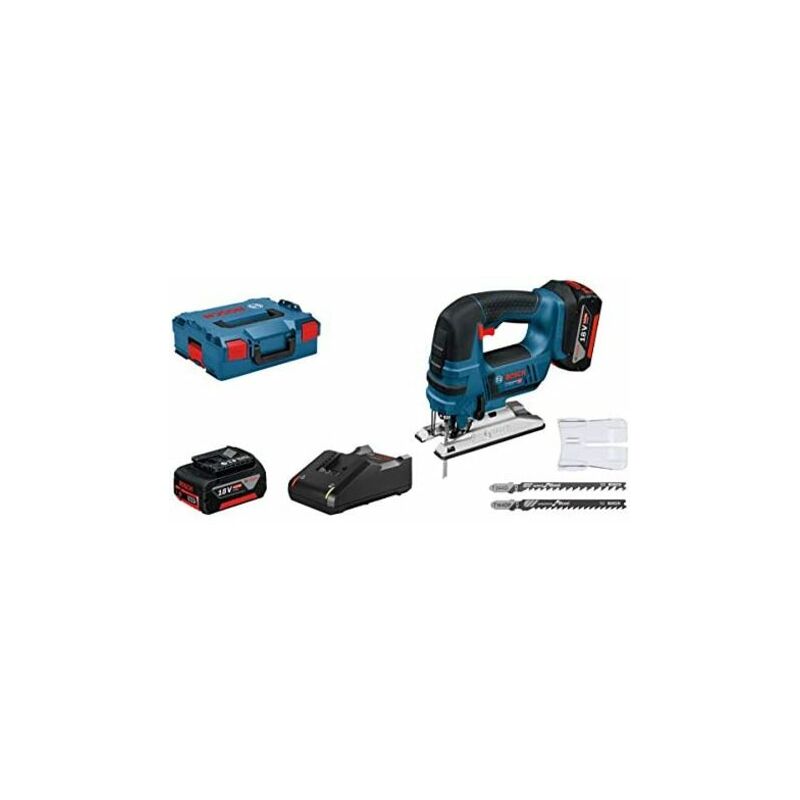 

Bosch - Professional 18V System GST 18 V-LI B - Sierra de calar a batería (2700 cpm, profundidad de corte 120 mm, 2 baterías x 4.0 Ah, en L-BOXX)