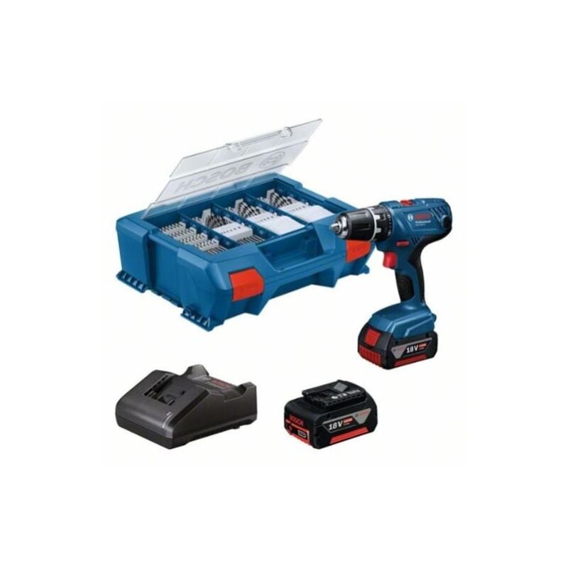 Perceuse-visseuse 18V GSR18V-21 Bosch avec 2 batteries 18V 4.0Ah + chargeur + coffret L-Case - 06019H100C