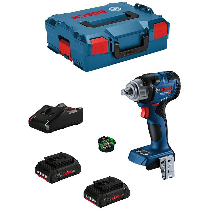 Clé à Chocs BOSCH GDS 18V-330 HC (2 x 4,0 Ah ProCORE GAL18V-40 L-Boxx 136 Module Bluetooth GCY 42)