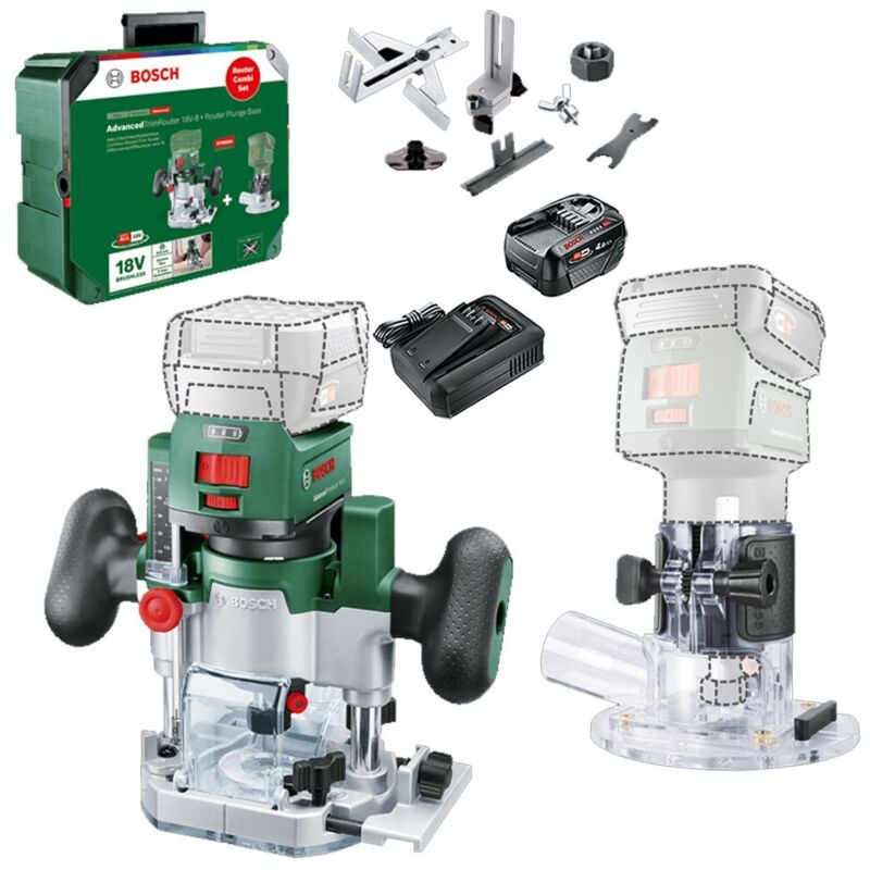 Bosch 06039D5002 18v Router AdvancedTrimRouter Combi Set Case + 4.0AH Battery