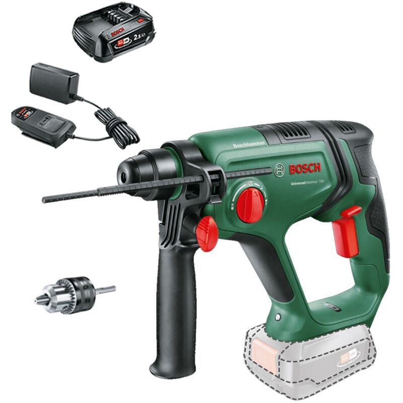 Bosch 06039D6001 UniversalHammer 18V Rotary Hammer Drill + 2.5AH Battery Kit