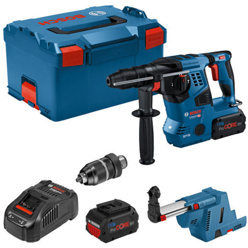Bosch - Marteau perforateur sans fil gbh 18V-28 cf avec sds plus / 2x 8,0 Ah ProCORE18V batterie + chargeur y compris système d'aspiration des