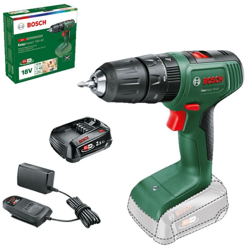 Bosch 06039D8100 EasyImpact 18v 18V-40 Cordless Combi Drill + 2.5AH Battery kit