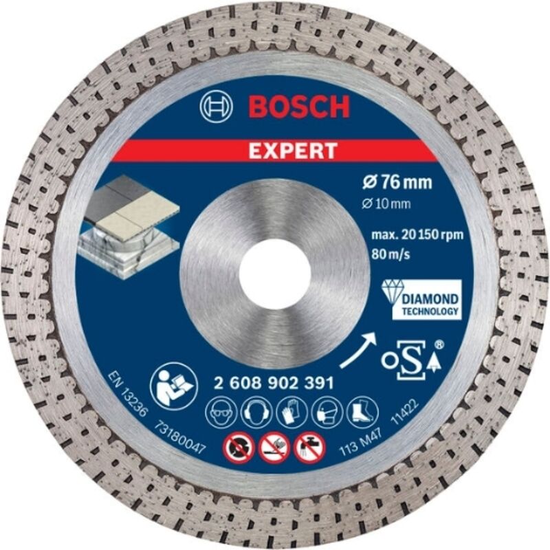 Bosch - 1 disco de taglio de diamante de ceramica Expert Hard per smerigliatrice angolare, foro 10 mm (per piastrelle dure, pietra dura, diametro de