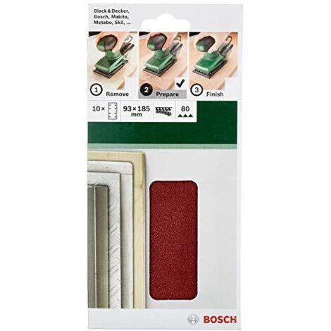 BOSCH 10 Fogli Abrasivi 93x185mm Per Levigatrice Orbitale G80