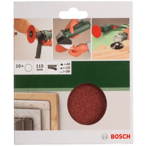 BOSCH - 10 FOGLI ABRASIVI PER DISCO DI LEVIGATURA NON PERFORATO 115MM GRANA 180