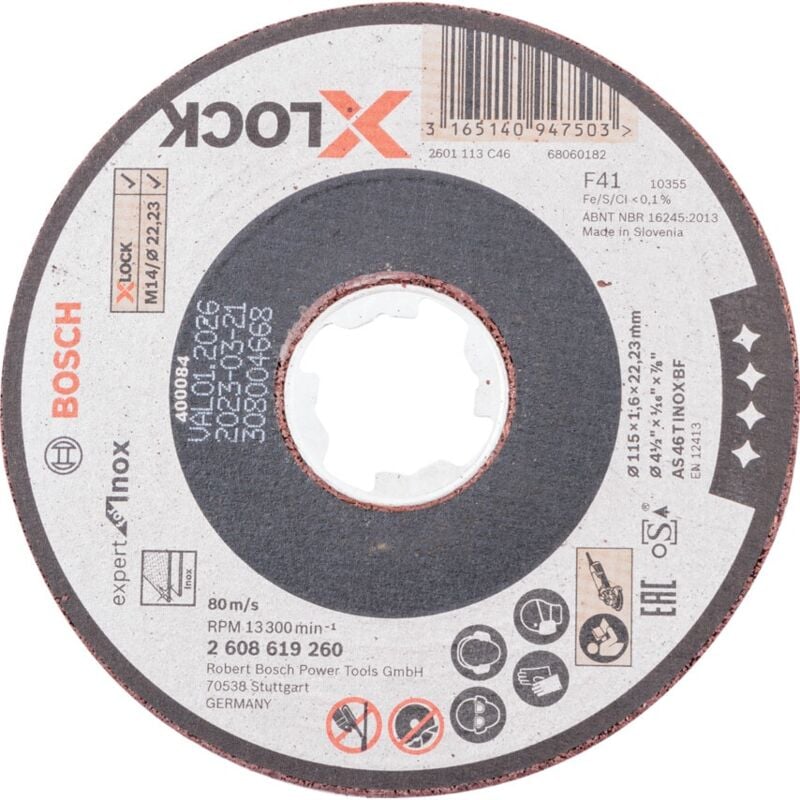 Bosch 115 X 1.6MM X-Lock Expert for Inox Flat Cutting Disc