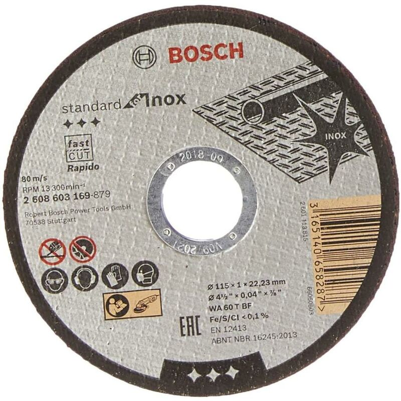 115mm 1mm Thin Slit Cutting Discs Blades Inox Rapido 4.5'' 2608603169 - Bosch