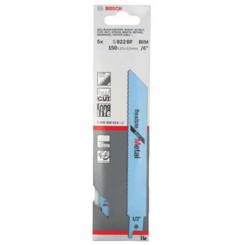 S922BF Reciprocating Saw Blades Metal 5 Pack - Bosch