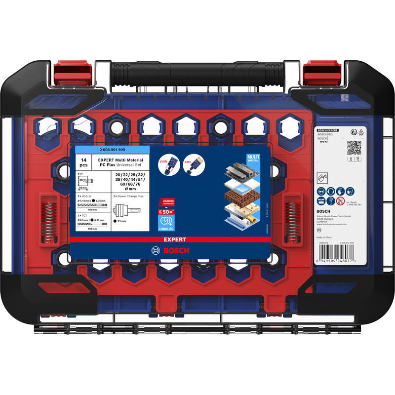 Set di seghe a tazza Bosch EXPERT Multi Material Power Change Plus, 14 pezzi.
