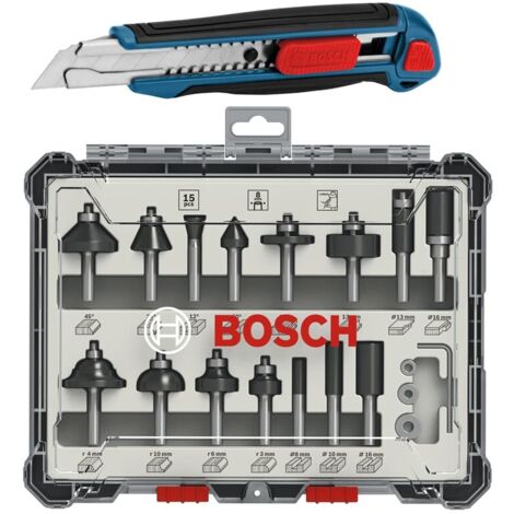 Bosch 15-teiliges Fräser-Set inklusive gratis Cuttermesser