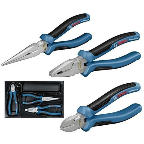 Bosch 1600A016BG 3PC Professional Pliers Set Combination Needle Nose Side Cutter
