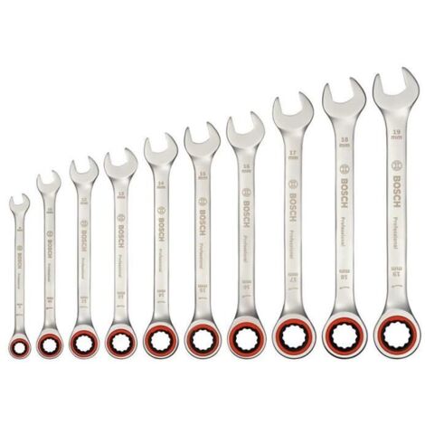 BOSCH 1600A02AU0 Jeu de 10 clés à cliquet professionnelles