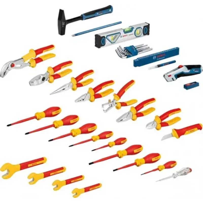 Image of Bosch Professional - Bosch Kit di attrezzi manuali professionali de 37 pezzi (inclusi 21 attrezzi manuali vde e 16 attrezzi manuali aggiuntivi,