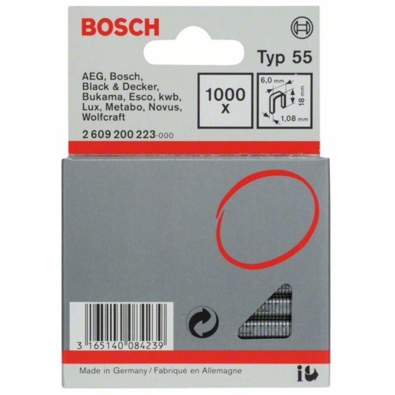 BOSCH Agrafes a dos étroit type 55 6 x 1.08 x 16 mm Lot de 1000 - vue 3