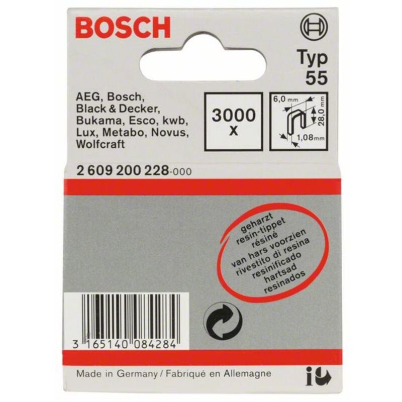 Clip per schiena stretta Tipo 55, con colla, 6 x 1,08 x 28 mm, confezione da 3000 pezzi