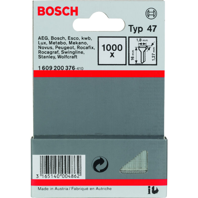 

BOSCH 1609200376 Clavo tipo 47: 1,8x1,27x16: 1.000uds