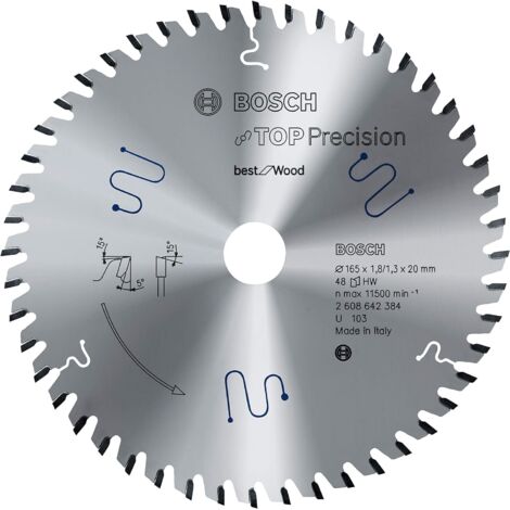 Bosch 165x20x48T Top Precision Circular Saw Blade for Wood 2608642384