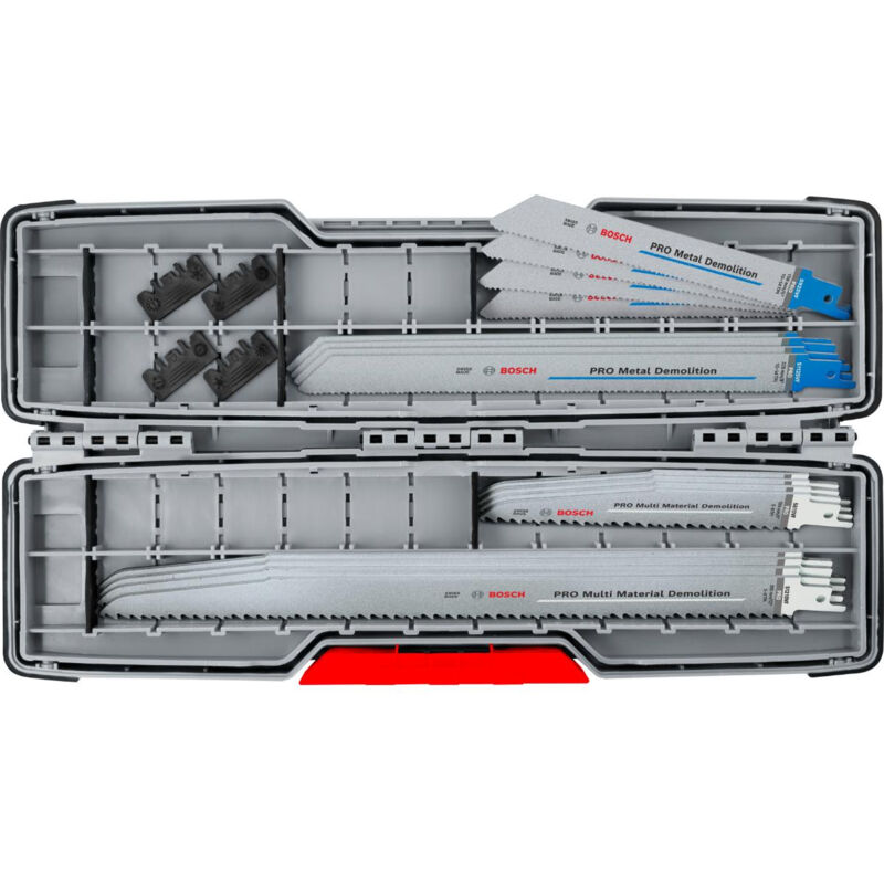 Bosch - 16X coffret de lames de scie sabre pro tough box demolition, 16 pièces (pour profilés et tuyaux en métal, métaux non ferre