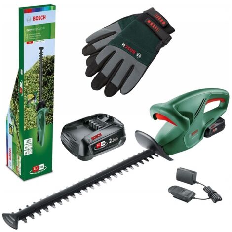 Bosch 18-45 Cordless Hedge Cutter Garden Trimmer 45cm 2 x 18v Battery + Gloves