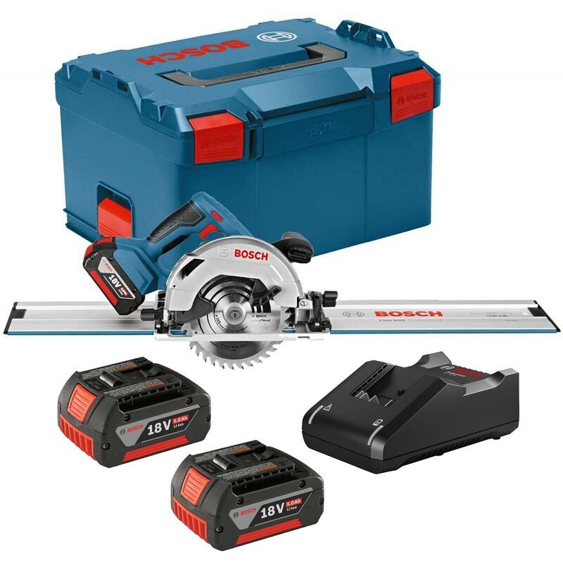 Bosch 18v GKS 18V-57 G 165mm Cordless Circular Saw 2 x 5.0ah + 800mm Guide Rail