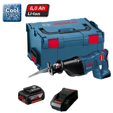 Bosch 18v GSA 18VLI Li-Ion Cordless Recip Saw + 1 x 6.0ah, Charger + LBOXX