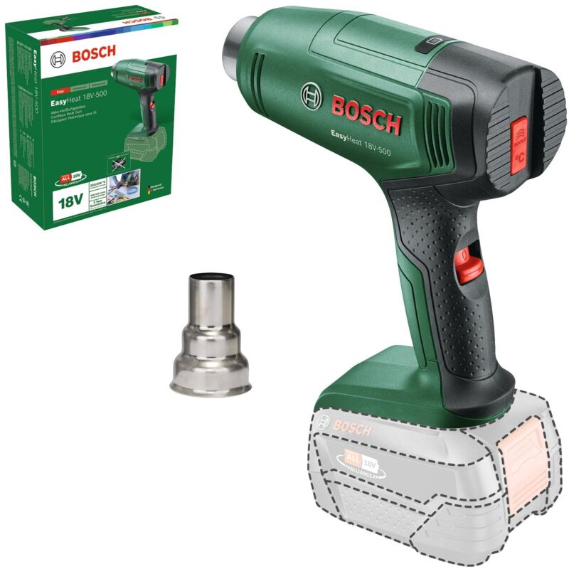 Bosch 18V Sistema 18V-500 a batteria EasyHeat pistola ad aria calda de (incl. ugello riduttore)