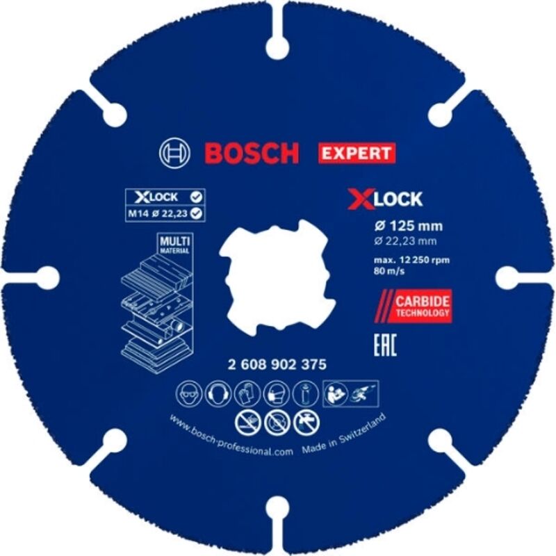 Bosch 1x Disco da taglio de EXPERT Carbide Multi Wheel, X-Lock (per legno duro, legno inchiodato, Ø 125 mm, Accessori professionali piccola