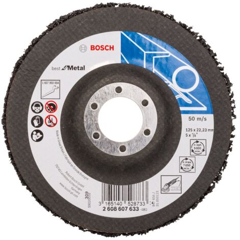 Bosch 1x Disco per pulitura PRO Multi Material N377 piccole (per Lamiere di acciaio, Acciaio, Ø 125 mm, Grano, Professional Accessorio Smerigliatrice angolare piccola)
