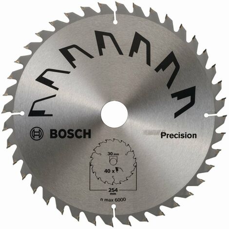Bosch 1x Lama per Sega Circolare Precison (per Legno, Ø 254 x 2.5/1.8 x 30 mm, 40 Denti, ATB, Accessori Seghe Circolari)
