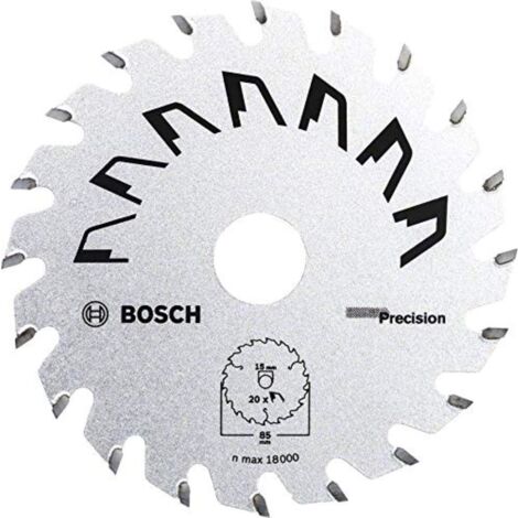 Bosch 1x Lama per Sega Circolare Precison (per Legno, Ø 85 x 1.1/0.7 x 15 mm, 20 Denti, ATB, Accessori Seghe Circolari)