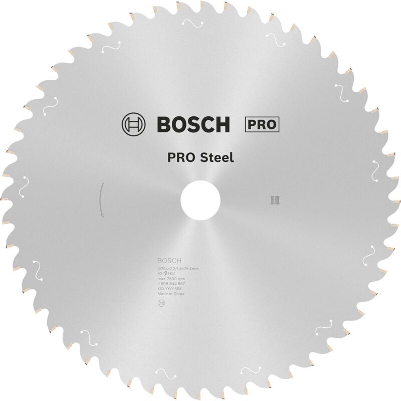 Bosch - pro Steel Sägeblatt für Kreissägen Netz- / kabelgebunden 254 x 2,2 x 25,4 mm T52 - 2608844867