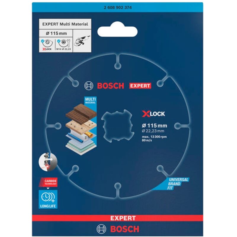 Image of Bosch EXPERT Trennscheibe Multi Material Carbide, 115 x 1.6 x 22,23 mm, X-Lock