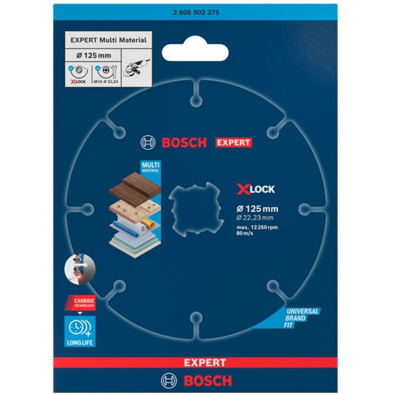 Image of Bosch EXPERT Trennscheibe Multi Material Carbide, 125 x 1.6 x 22,23 mm, X-Lock
