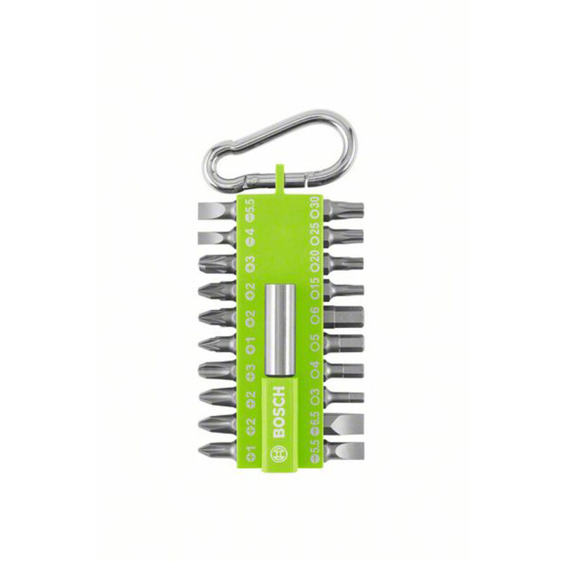 21-tlgs. Schrauberbit Set Snap-hook Hellgrün Mit Karabiner - Bosch