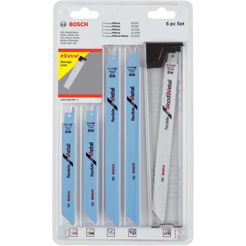 

Bosch - Juego de hojas de sierra de sable de 6 piezas para madera y metal