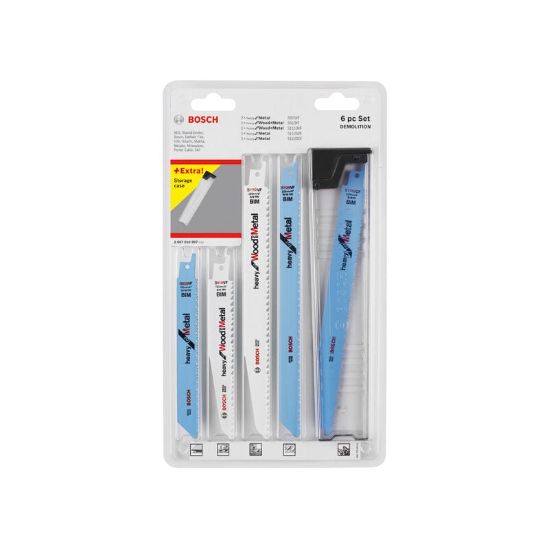 

BOSCH 2607010907 Set sierra sable demolicion Heavy Wood,Metal: 6uds