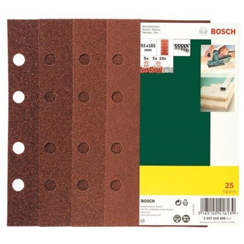 Bosch Professional Accessories 2607019495 Sanding Paper Set Flat 93x185 mm 25 PC