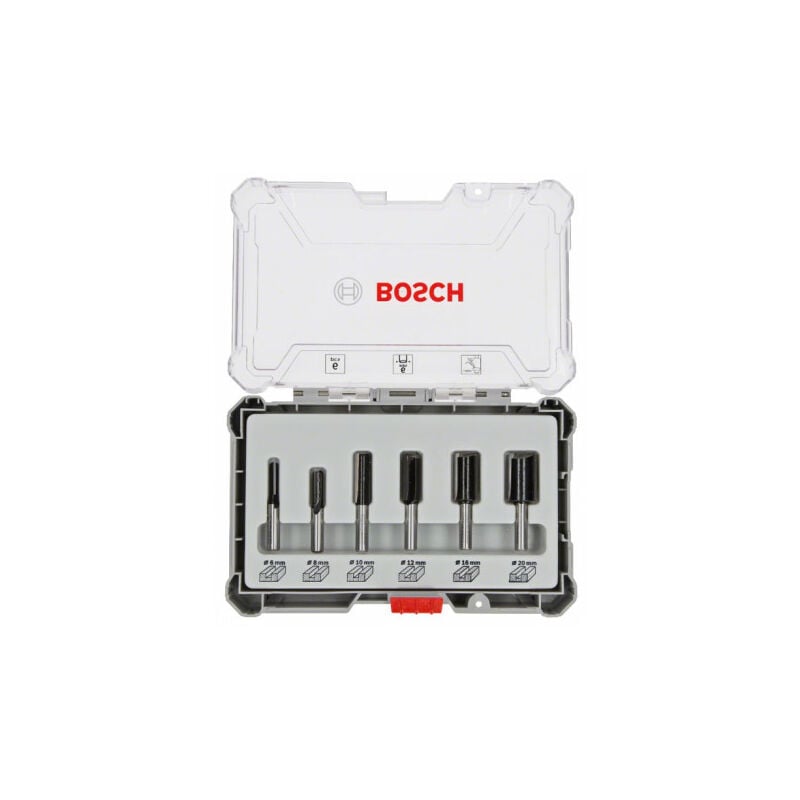 Professional Set de Brocas Fresadoras Rectas de 6 Piezas (para madera, vástago de ø 6 mm, Accesorios Fresadoras) - Bosch