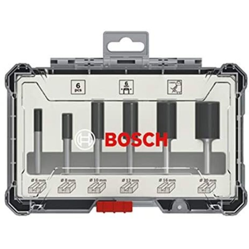 Professional Set de Brocas Fresadoras Rectas de 6 Piezas (para madera, vástago de ø 6 mm, Accesorios Fresadoras) - Bosch