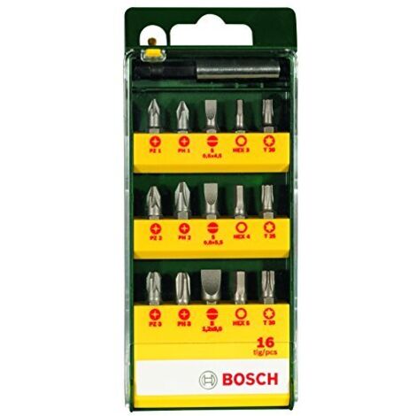 Bosch 2607019453 Set Misto, Inserti Avvitamento, 16 Pezzi, PH-PZ-Taglio-HEX-Torx