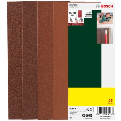 Bosch 2607019498 25 Fogli ABR, 93 x 230, Fori Grana 60-240