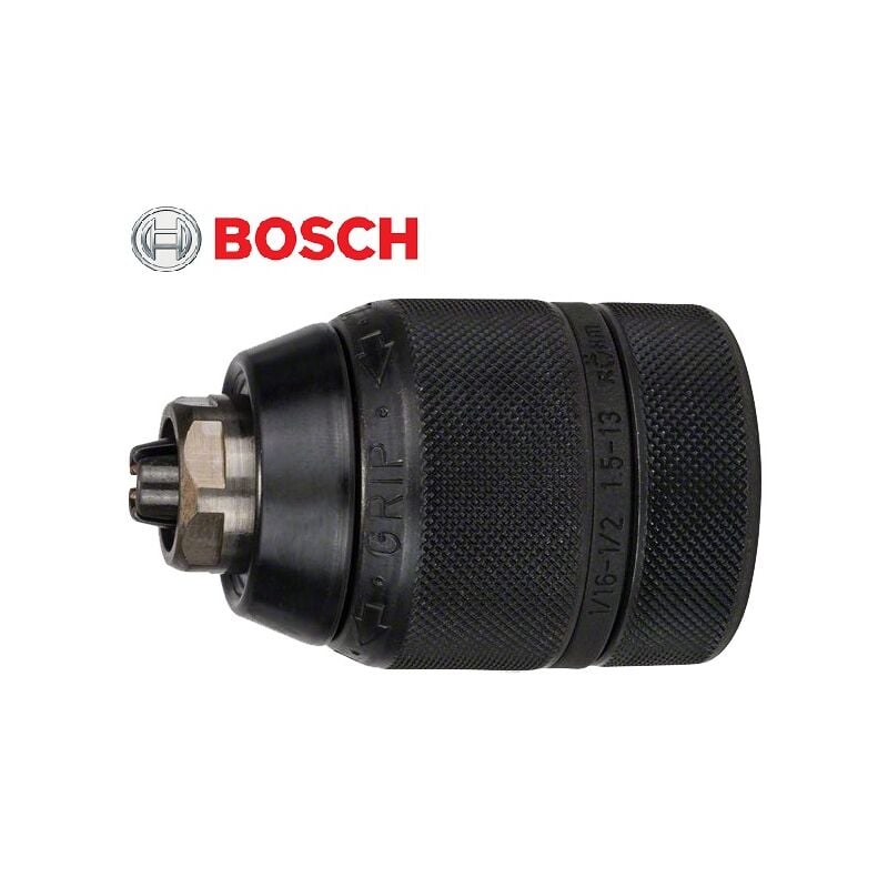 Bosch - 2 608 572 149 - Mandrino da trapano de serraggio rapido, cromato - 1,5 - 13 mm, 1/2' - 20 (confezione de 1)