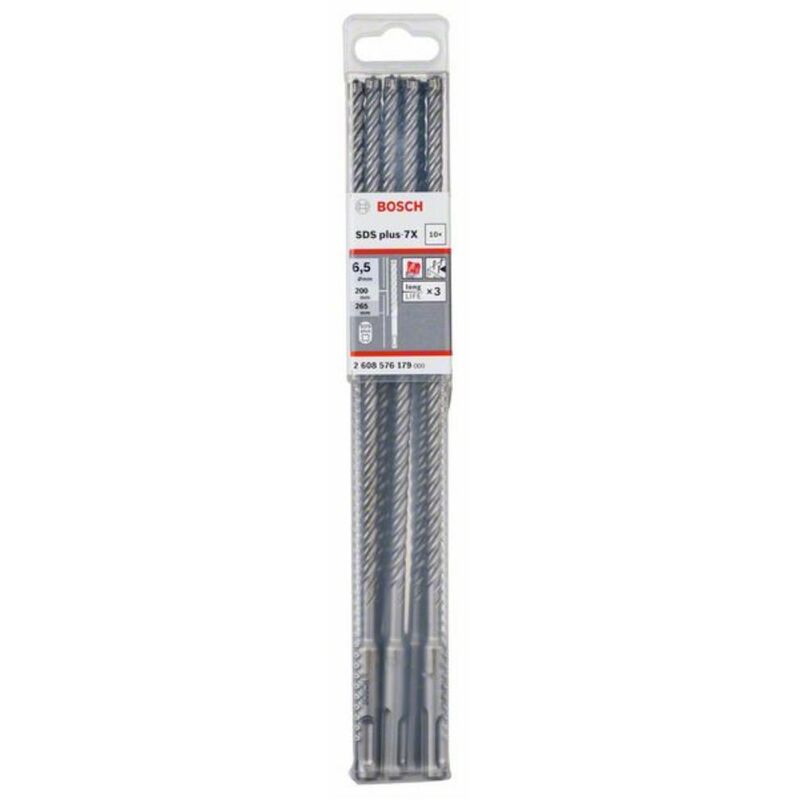 

Bosch Broca para martillos perforadores  6.5x200x265mm SDS-Plus-7X ( 10 piezas )