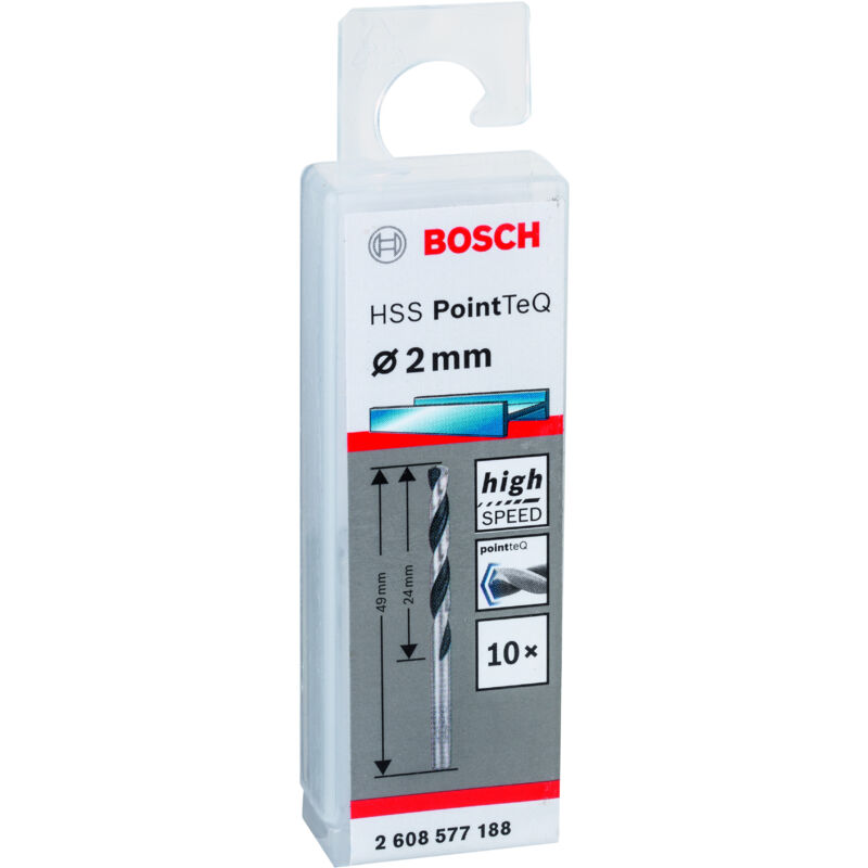 

2608577188 Broca para metal HSS-RPointTeQ DIN338 2.0x24x49:10uds. - Bosch
