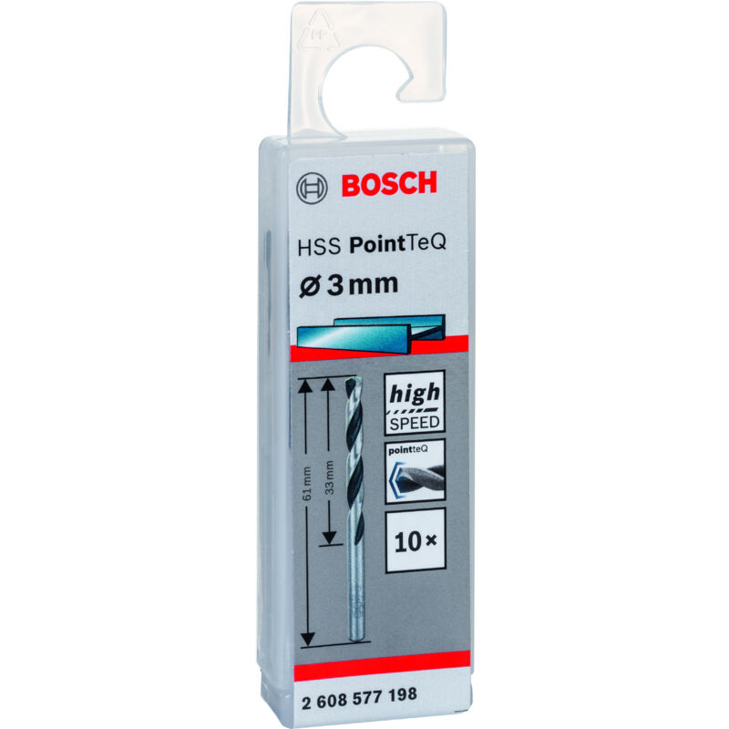 

BOSCH 2608577198 Broca para metal HSS-RPointTeQ DIN338 3.0x33x61:10uds.