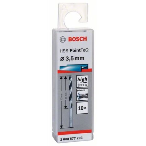 BOSCH 2608577203 Broca para metal HSS-RPointTeQ DIN338 3.5x39x70:10uds.